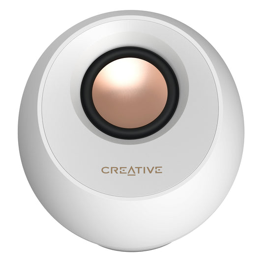 Creative Labs Pebble Pro (wei, Klinke, USB-A/C, Bluetooth, Digitalverstrker, RGB-Beleuchtung)