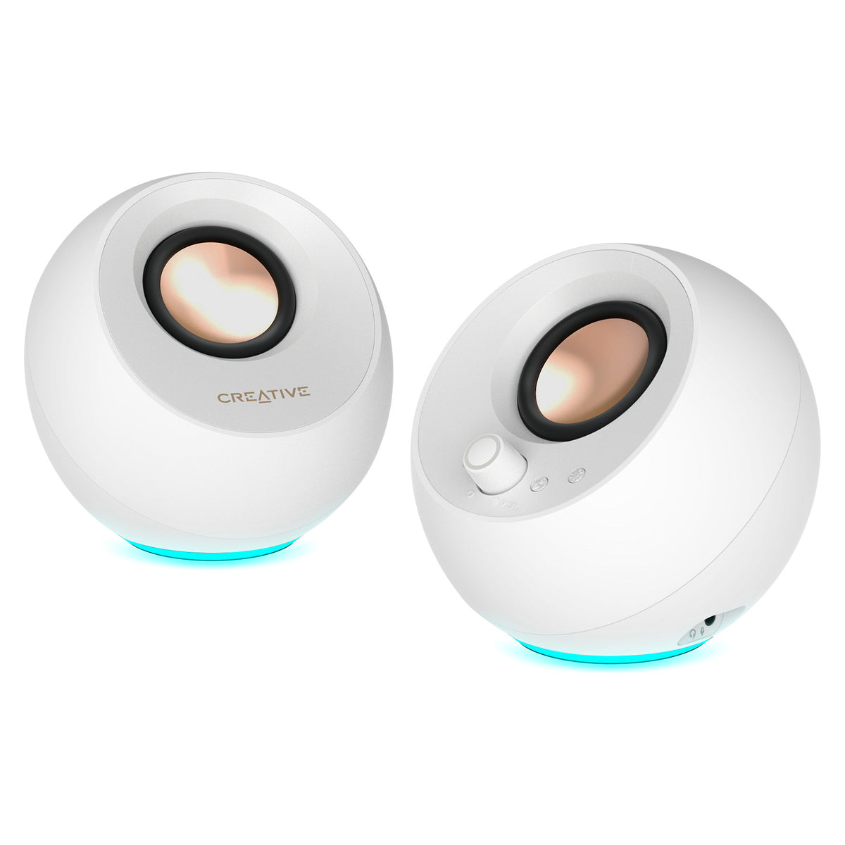 Creative Labs Pebble Pro (wei, Klinke, USB-A/C, Bluetooth, Digitalverstrker, RGB-Beleuchtung)