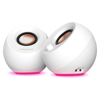 Creative Labs Pebble Pro (wei, Klinke, USB-A/C, Bluetooth, Digitalverstrker, RGB-Beleuchtung)