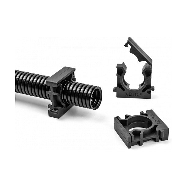 Kabelschlauchhalter mit Verschlussclip 28,5 mm 4 Stück schwarz
