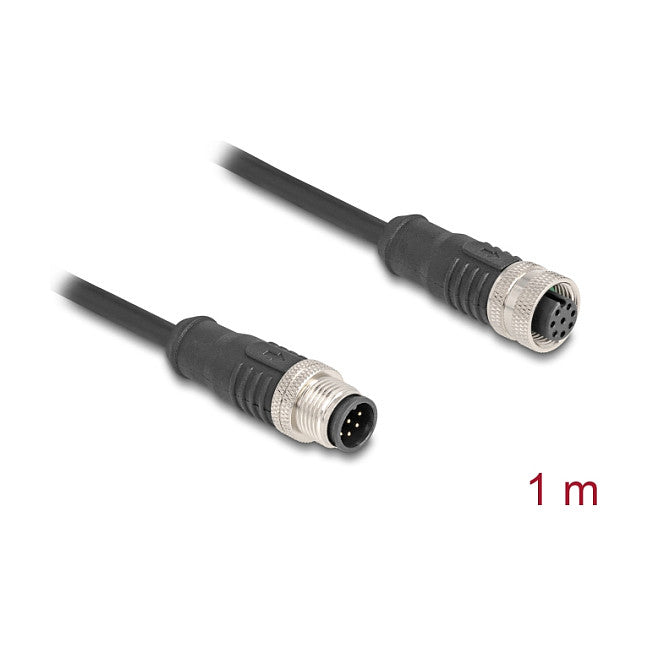 M12 Kabel A-kodiert 8 Pin Stecker zu Buchse PVC 1 m