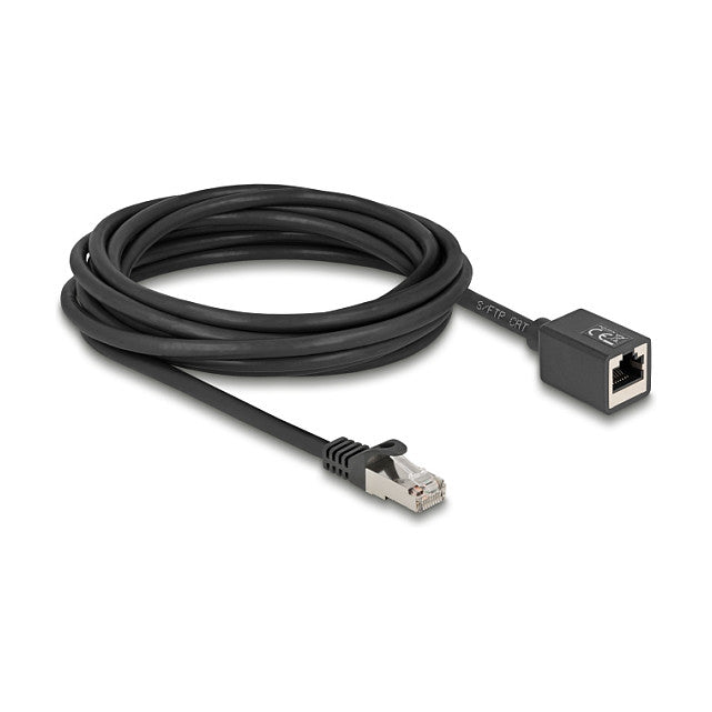 Netzwerk Verlängerungskabel RJ45 Stecker zu RJ45 Buchse Cat.6A S/FTP 5 m schwarz