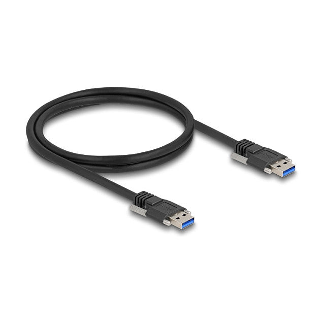 USB 5 Gbps Kabel Typ-A Stecker zu Typ-A Stecker mit Schraubenabstand 19 mm / M3 Schrauben 1 m schwarz