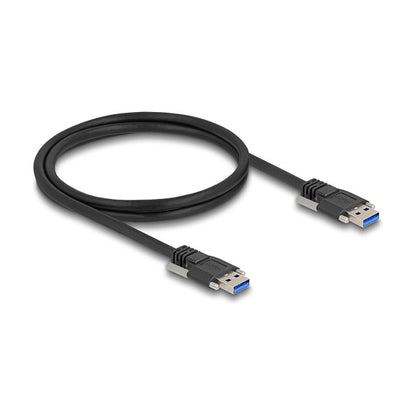 USB 5 Gbps Kabel Typ-A Stecker zu Typ-A Stecker mit Schraubenabstand 19 mm / M3 Schrauben 1 m schwarz