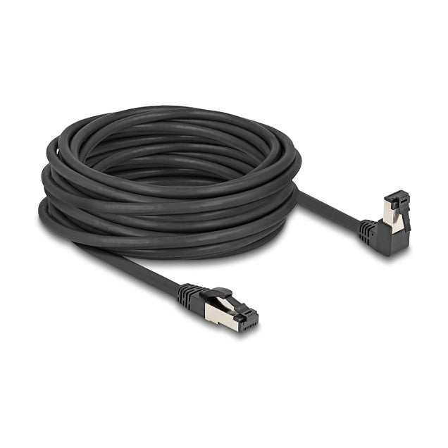 RJ45 Netzwerkkabel Cat.8.1 S/FTP 90° unten gewinkelt / gerade 10 m schwarz