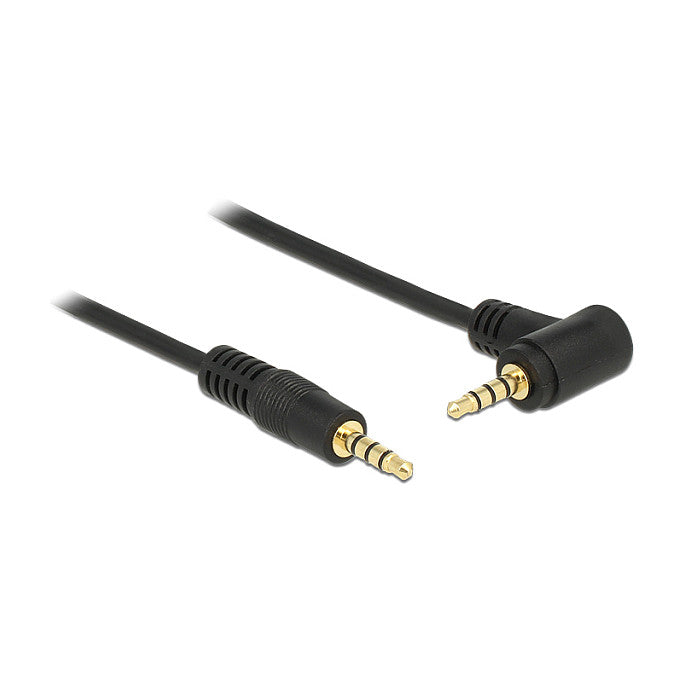 Kabel Klinke 3,5 mm 4 Pin Stecker > Stecker gewinkelt 5 m schwarz