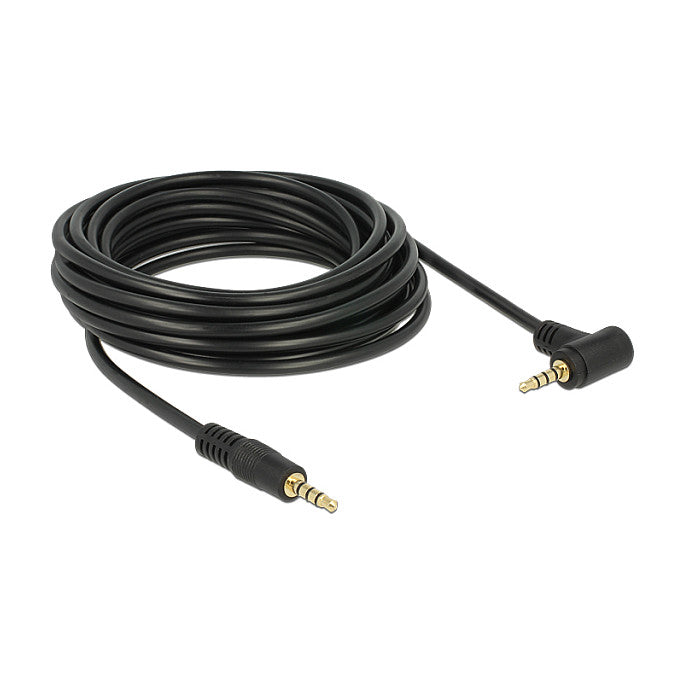 Kabel Klinke 3,5 mm 4 Pin Stecker > Stecker gewinkelt 5 m schwarz