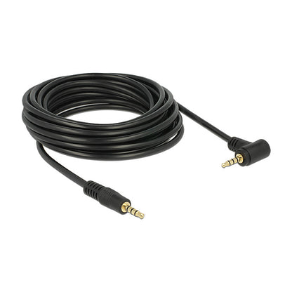 Kabel Klinke 3,5 mm 4 Pin Stecker > Stecker gewinkelt 5 m schwarz