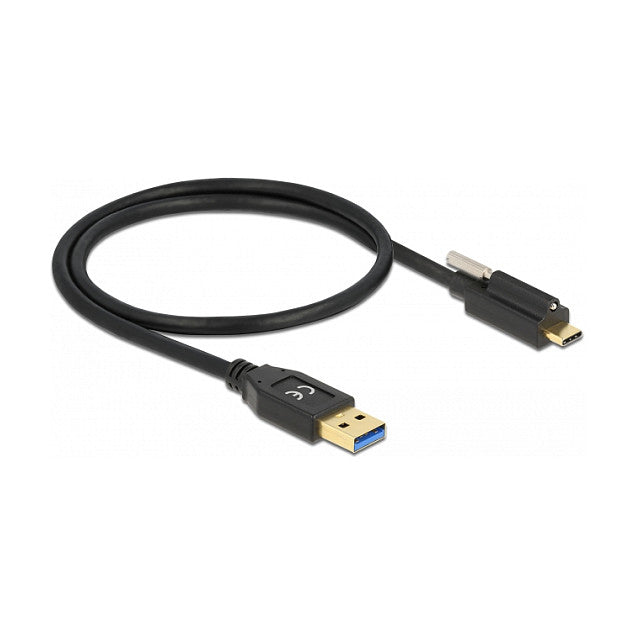 USB 10 Gbps Kabel Typ-A Stecker zu USB Type-C™ Stecker mit Schraube oben 0,5 m