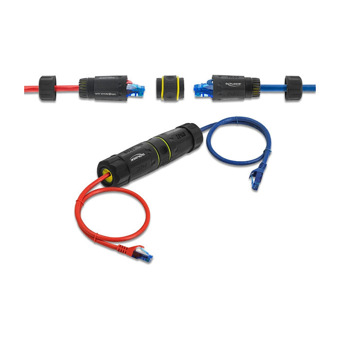 Kabelverbinder RJ45 Buchse zu RJ45 Buchse mit M23 Gewinde geeignet für Cat.6a / Cat.7 Netzwerkkabel IP68 staub- und wasserdicht