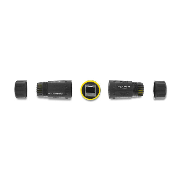 Kabelverbinder RJ45 Buchse zu RJ45 Buchse mit M23 Gewinde geeignet für Cat.6a / Cat.7 Netzwerkkabel IP68 staub- und wasserdicht