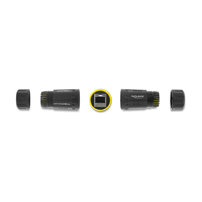 Kabelverbinder RJ45 Buchse zu RJ45 Buchse mit M23 Gewinde geeignet für Cat.6a / Cat.7 Netzwerkkabel IP68 staub- und wasserdicht