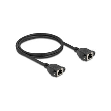 Netzwerk Verlängerungskabel S/FTP RJ45 Buchse zu RJ45 Buchse Cat.6A flache Ausführung 1 m schwarz