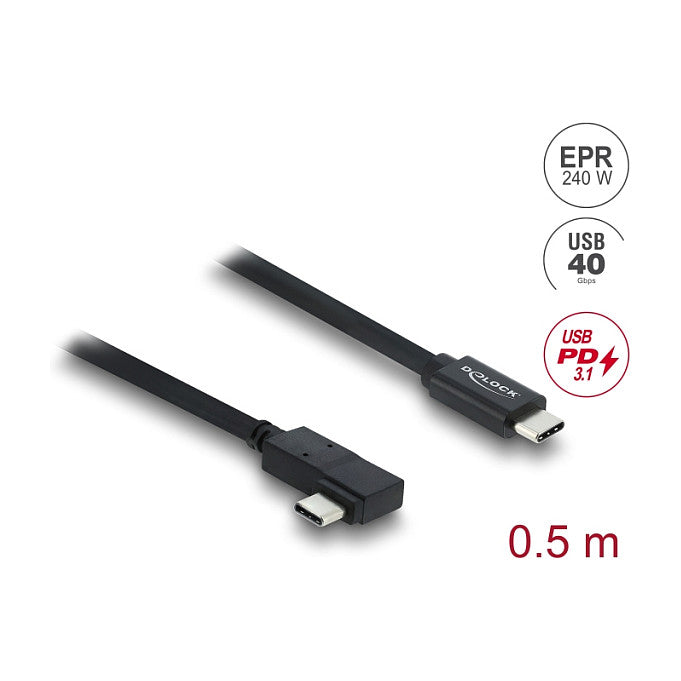 Koaxiales USB 40 Gbps Kabel gewinkelt links / rechts USB PD 3.1 240 W 0,5 m