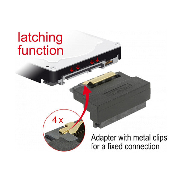 Adapter SATA 22 Pin Buchse mit Einrastfunktion zu Stecker - gewinkelt unten