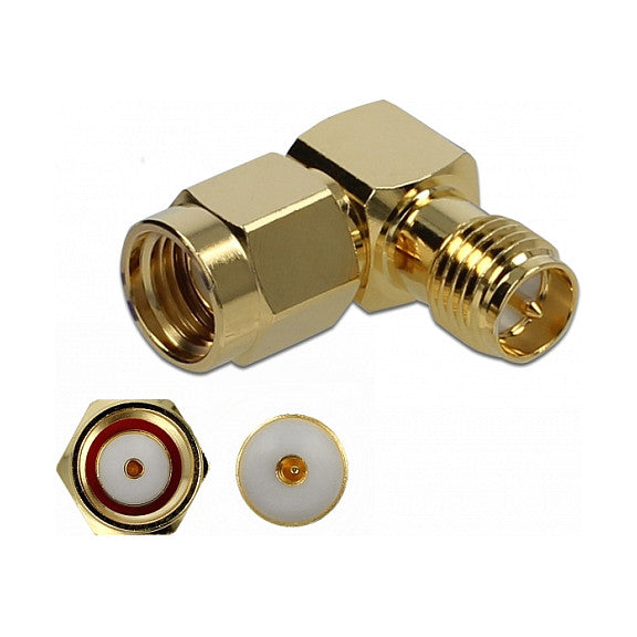 Adapter RP-SMA Stecker zu RP-SMA Buchse 90° 10 GHz
