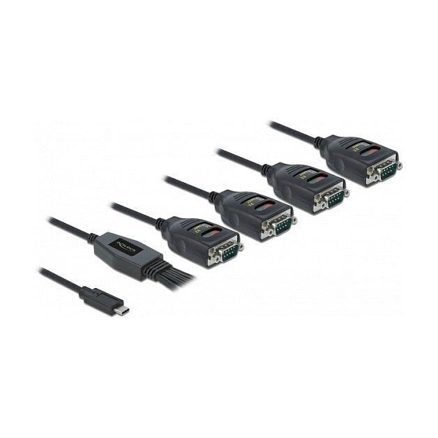 Adapter USB Type-C™ zu 4 x Seriell RS-232 DB9 mit 15 kV ESD Schutz