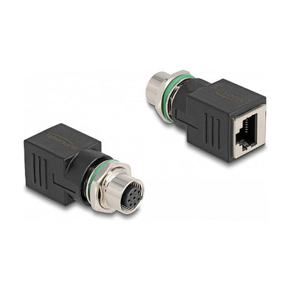 M12 Adapter A-kodiert 8 Pin Buchse zu RJ45 Buchse gerade