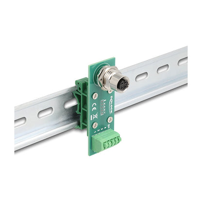 M12 Übergabemodul Adapter A-kodiert 4 Pin Buchse zu 5 Pin Terminalblock für Hutschiene