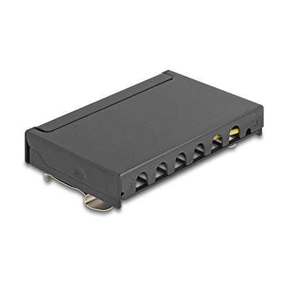 Mini Desktop Patchpanel RJ45 Buchse 6 Port Cat.6A geschirmt schwarz - zur Montage an Tisch, Wand oder Hutschiene