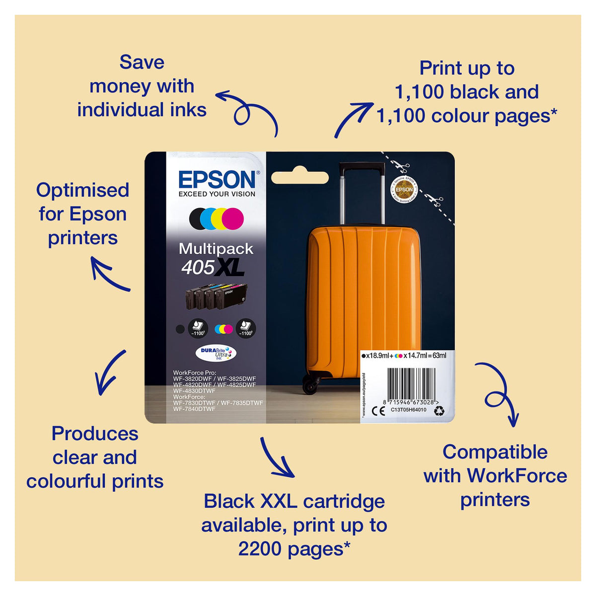 EPSON 4LB Singlepack Black 405 DURABrite Ultra Ink w/s