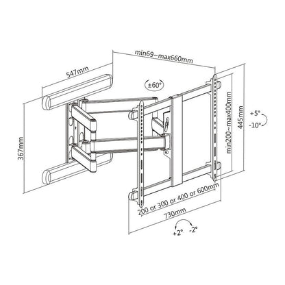 ROLINE PREMIUM TV-Wandhalterung, hoch-flexibel, 37-80 Zoll, bis 70 kg