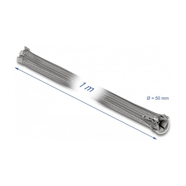 Geflechtschlauch mit Reißverschluss hitzebeständig 1 m x 50 mm grau