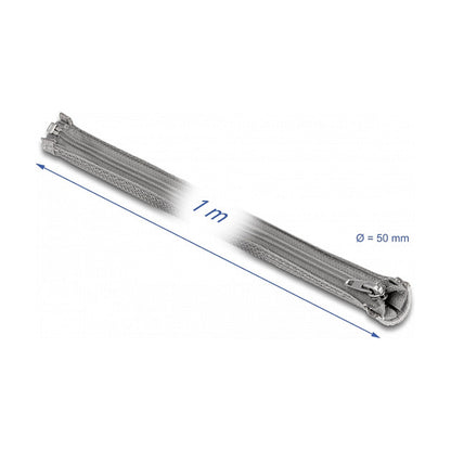 Geflechtschlauch mit Reißverschluss hitzebeständig 1 m x 50 mm grau
