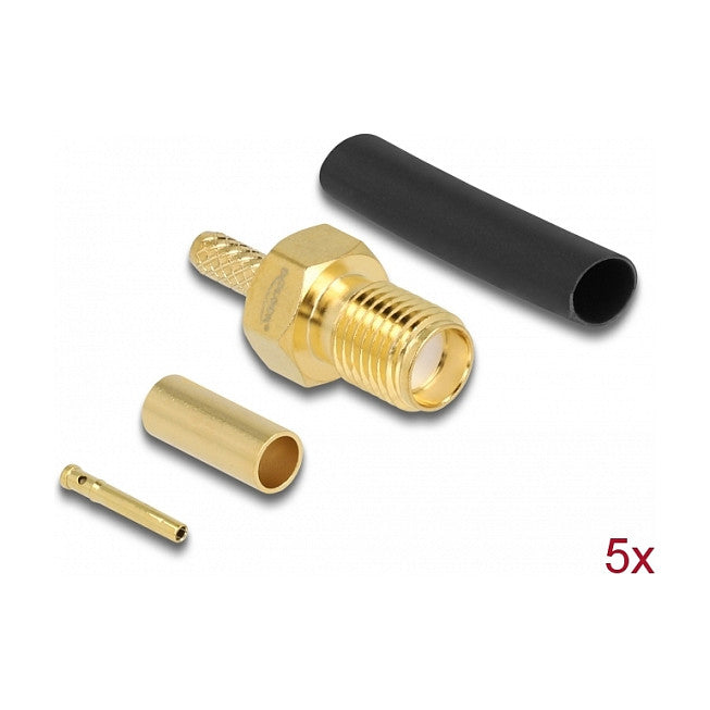 SMA Buchse zum Crimpen RG-174 / RG-316 mit passendem Schrumpfschlauch - 5 Stück