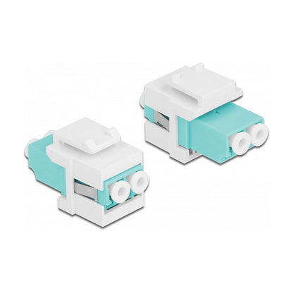 Keystone Modul LC Duplex Buchse zu LC Duplex Buchse aqua / weiß