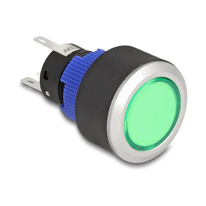 Drucktaster zum Einbau 22 mm 5 x Lötanschluss Taster flach Kunststoff LED grün