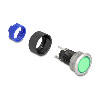 Drucktaster zum Einbau 22 mm 5 x Lötanschluss Taster flach Kunststoff LED grün