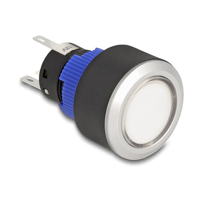 Drucktaster zum Einbau 22 mm 5 x Lötanschluss Taster flach Kunststoff LED weiß