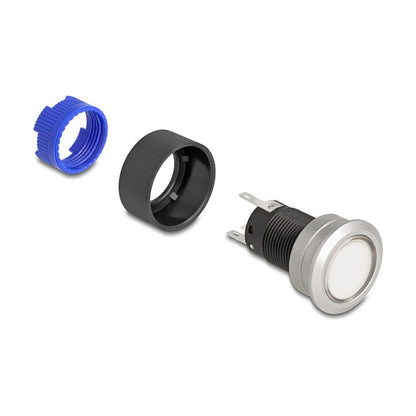 Drucktaster zum Einbau 22 mm 5 x Lötanschluss Taster flach Kunststoff LED weiß