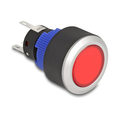 Drucktaster zum Einbau 22 mm 5 x Lötanschluss Taster flach Plastik LED rot