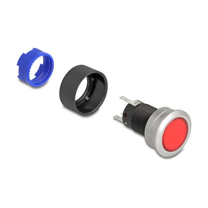Drucktaster zum Einbau 22 mm 5 x Lötanschluss Taster flach Plastik LED rot