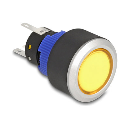 Drucktaster zum Einbau 22 mm 5 x Lötanschluss Taster flach Kunststoff LED gelb
