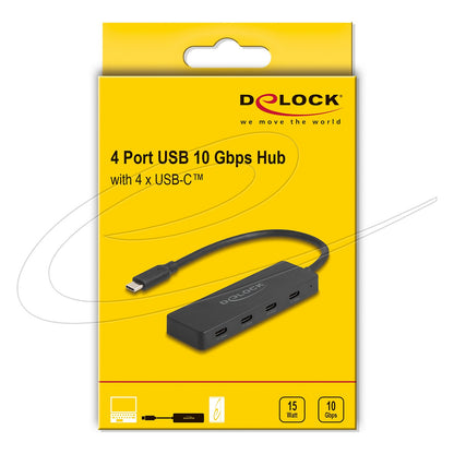 USB 10 Gbps USB Type-C™ Hub mit 4 x USB Type-C™ Buchse schwarz