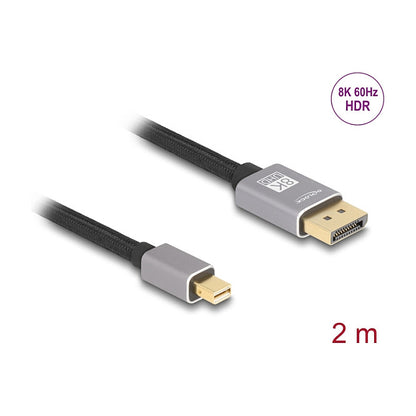 Mini DisplayPort zu DisplayPort Kabel 8K 60 Hz 2 m grau Metall ohne Einrastfunktion