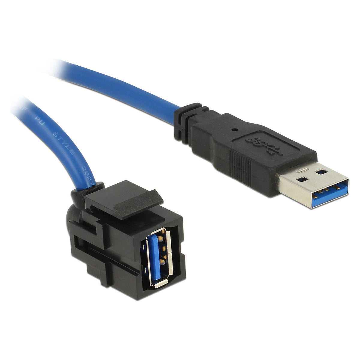 Keystone Modul USB 5 Gbps Typ-A Buchse 250° zu Typ-A Stecker mit 1,5 m Kabel schwarz