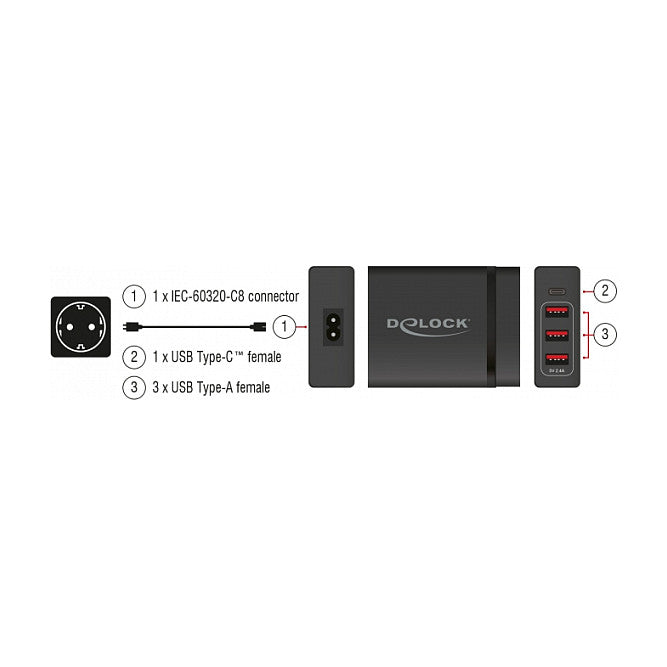 USB Ladegerät 1 x USB Type-C™ PD 3.0 + 3 x USB Typ-A 60 W + 12 W