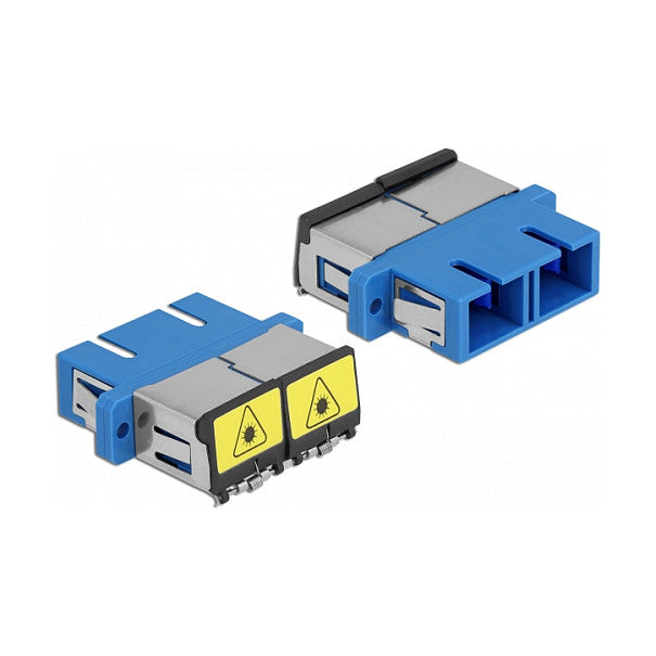 LWL Kupplung mit Laserschutzklappe SC Duplex Buchse zu SC Duplex Buchse Singlemode blau