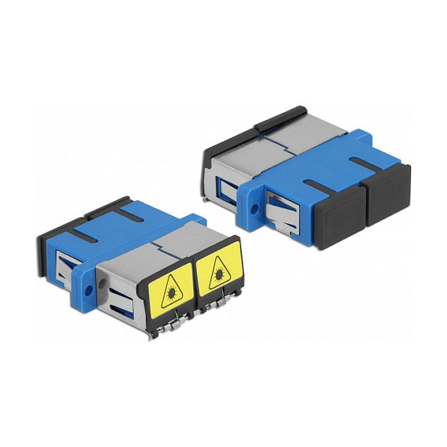 LWL Kupplung mit Laserschutzklappe SC Duplex Buchse zu SC Duplex Buchse Singlemode blau