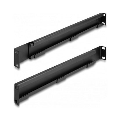 19" Tragschiene längenverstellbar 368 - 600 mm für Netzwerkschrank 1 HE schwarz 2 Stück