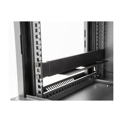 19" Tragschiene längenverstellbar 368 - 600 mm für Netzwerkschrank 1 HE schwarz 2 Stück