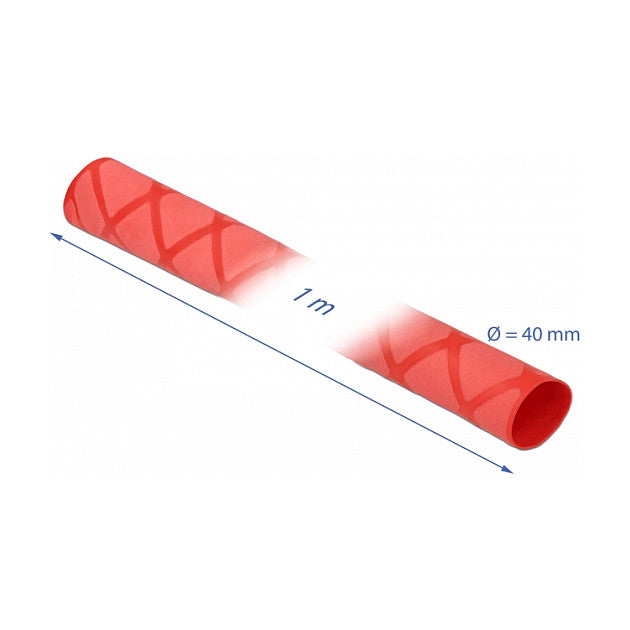 Schrumpfschlauch X-Muster rutschfest 1 m x 40 mm rot