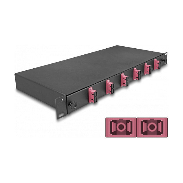 19" LWL Spleißbox 6 x SC Duplex OM4 1HE komplett bestückt