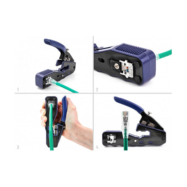 Crimpzange für 8P/ RJ45 Modularstecker mit Klinge und Abisolierer (Easy-Connect)