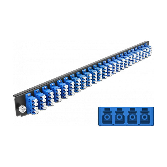 19" LWL Spleißbox Frontblende 24 Port LC Quad blau