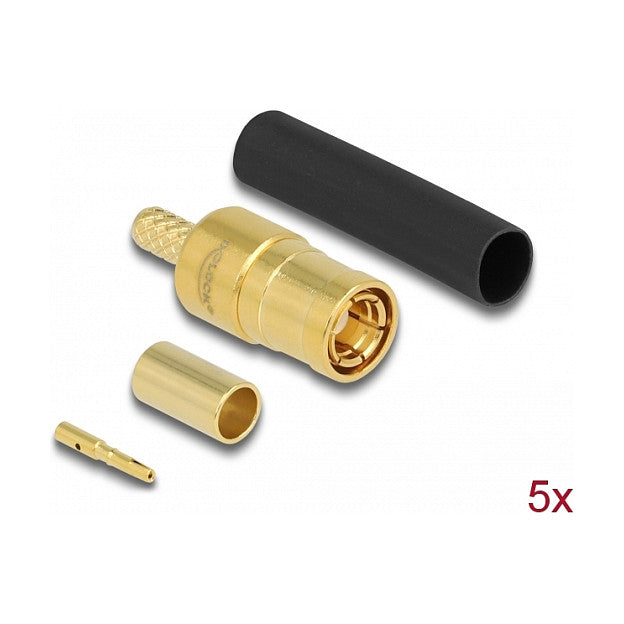 SMB Stecker zum Crimpen RG-174 / RG-316 mit passendem Schrumpfschlauch - 5 Stück